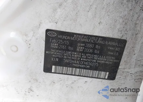 2015 Hyundai Elantra Se z USA, uszkodzony, nr VIN 5NPDH4AE0FH650275